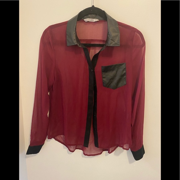 Burgundy button down top - Picture 1 of 1